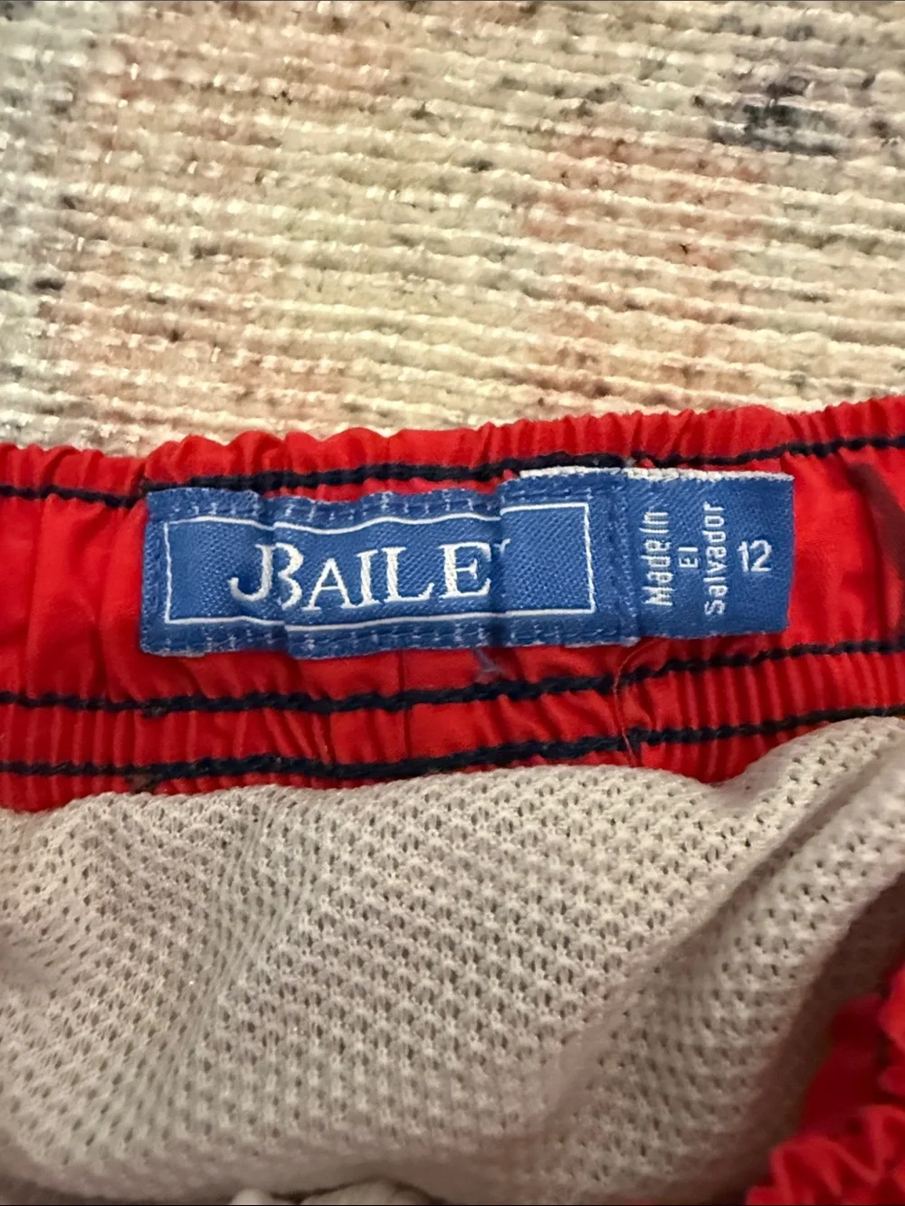 Kids Colorblock Swim Trunks in Red, Navy & Light Gray